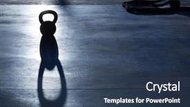  Presentation with weight - PPT theme consisting of cross fit - fitness kettlebell weight backlight background and a ocean colored foreground