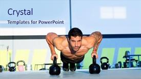  Presentation with strength - Beautiful PPT theme featuring cross fit - gym man push-up strength pushup backdrop and a sky blue colored foreground