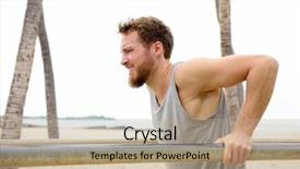  Presentation with crossfit fitness trx training exercises - Audience pleasing slide deck consisting of cross fit man working backdrop and a coral colored foreground