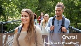  Presentation with multi ethnic group - Presentation having cross free - multi ethnic group of five background and a coral colored foreground