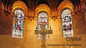 Presentation with catholic trinity - Slide set featuring cross in boston trinity church background and a gold colored foreground