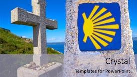  Presentation with end - Audience pleasing slide deck consisting of cross in finisterre end backdrop and a light blue colored foreground