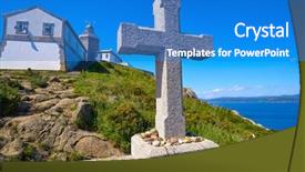  Presentation with end - Audience pleasing theme consisting of cross in finisterre end backdrop and a teal colored foreground