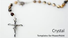  Presentation with rosary - Theme with cross inri - rosary beads isolated on white background and a white colored foreground