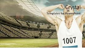  Presentation with winning - Theme with cross lines - young athlete winning race background and a soft green colored foreground