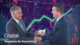  Presentation with shaking hands - Slide set consisting of cross matrix - businessmen shaking hands and exchanging background and a tawny brown colored foreground