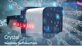  Presentation with virus - Beautiful PPT theme featuring cross matrix - virus background against blue background backdrop and a ocean colored foreground