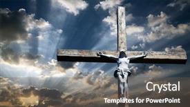  Presentation with resurrection - Theme with cross of jesus christ background and a dark gray colored foreground