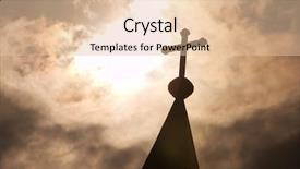  Presentation with glowing cross - PPT theme enhanced with cross on a church background and a lemonade colored foreground