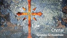  Presentation with cross fire - Audience pleasing theme consisting of cross on a metal door backdrop and a  colored foreground