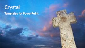  Presentation with stone cross - Beautiful PPT layouts featuring cross on dark sky background backdrop and a teal colored foreground