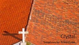  Presentation with police line do not cross - PPT theme consisting of cross on the church rooftop background and a red colored foreground
