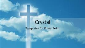  Presentation with christian - Audience pleasing theme consisting of cross over a beautiful sky backdrop and a light blue colored foreground
