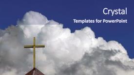  Presentation with cross - Amazing slide deck having cross over a stormy background backdrop and a ocean colored foreground