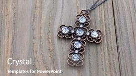  Presentation with wood - Colorful slides enhanced with cross pendant on wood background backdrop and a gray colored foreground
