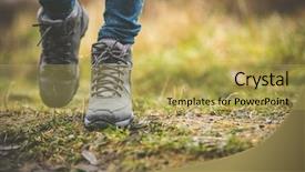  Presentation with path - PPT theme having cross people - feet in shoes background and a yellow colored foreground