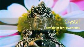  Presentation with reproduction - Beautiful PPT theme featuring cross process technique photographic reproduction showing a green tara statue backdrop and a tawny brown colored foreground