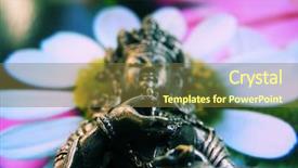  Presentation with reproduction - Slides with cross process technique photographic reproduction showing an angled green tara statue background and a tawny brown colored foreground