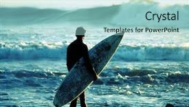  Presentation with cross and crown - PPT theme featuring cross-processed of a surfer background and a light blue colored foreground