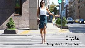  Presentation with business road map - Colorful presentation enhanced with cross roads - business woman crossing the road backdrop and a light gray colored foreground