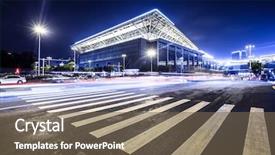  Presentation with city night - Theme consisting of cross roads - empty road with zebra crossing background and a violet colored foreground