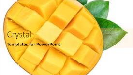  Presentation with mango fruit - Amazing PPT theme having cross-section-of-mango-fruit backdrop and a yellow colored foreground