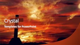  Presentation with cross - Colorful PPT theme enhanced with cross silhouette and the clouds backdrop and a crimson colored foreground