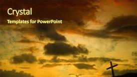  Presentation with holy spirit christian cross silhouette - Audience pleasing slides consisting of cross silhouette and the clouds backdrop and a wine colored foreground