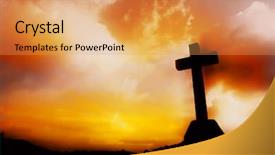  Presentation with cross - Presentation enhanced with cross silhouette and the clouds background and a yellow colored foreground