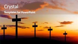  Presentation with cross - Cool new presentation with cross silhouette and the clouds backdrop and a  colored foreground