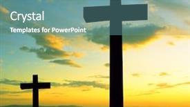  Presentation with shadow - Colorful slide set enhanced with cross silhouette and the clouds backdrop and a seafoam green colored foreground