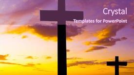  Presentation with cross - Theme consisting of cross silhouette and the clouds background and a  colored foreground