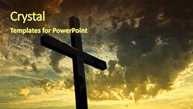  Presentation with christian - Audience pleasing presentation theme consisting of cross silhouette and the clouds backdrop and a tawny brown colored foreground