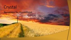  Presentation with cross - PPT theme having cross silhouette and the clouds background and a red colored foreground