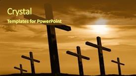  Presentation with cross - Theme enhanced with cross silhouette and the clouds background and a tawny brown colored foreground