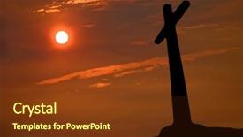  Presentation with holy spirit christian cross silhouette - Theme with cross silhouette with the sunset background and a tawny brown colored foreground