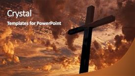  Presentation with jesus cross - Cool new PPT layouts with cross silhouette with the sunset backdrop and a tawny brown colored foreground
