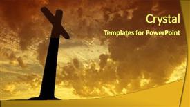  Presentation with cross - Presentation having cross silhouette with the sunset background and a tawny brown colored foreground