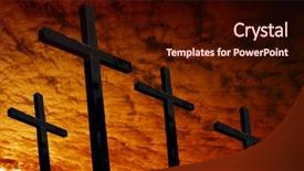  Presentation with holy spirit christian cross silhouette - Presentation theme enhanced with cross silhouette with the sunset background and a  colored foreground