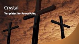  Presentation with cross - Slides enhanced with cross silhouette with the sunset background and a  colored foreground