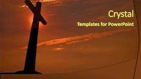  Presentation with cross - Slide set featuring cross silhouette with the sunset background and a tawny brown colored foreground