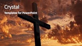  Presentation with cross - PPT layouts enhanced with cross silhouette with the sunset background and a tawny brown colored foreground