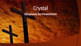  Presentation with holy spirit christian cross silhouette - Colorful slides enhanced with cross silhouette with the sunset backdrop and a  colored foreground