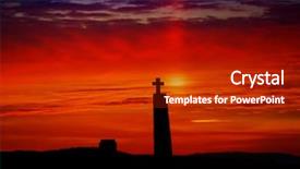  Presentation with holy spirit christian cross silhouette - Amazing PPT layouts having cross silhouette with the sunset backdrop and a  colored foreground