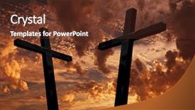  Presentation with holy spirit christian cross silhouette - Slides enhanced with cross silhouette with the sunset background and a tawny brown colored foreground