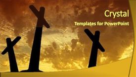  Presentation with cross - Amazing presentation design having cross silhouette with the sunset backdrop and a tawny brown colored foreground