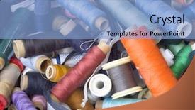  Presentation with stitch - Theme enhanced with cross stitch - colorful bobbins background and a light blue colored foreground