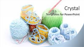  Presentation with yarn - Presentation having cross stitch - different colorful yarn isolated background and a white colored foreground