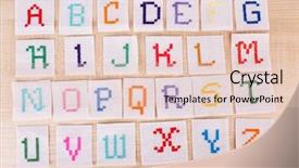  Presentation with stitch - PPT theme enhanced with cross stitch - handmade embroidered letters on white background and a lemonade colored foreground