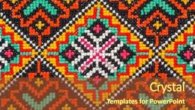  Presentation with stitch - Theme having cross-stitch pattern ukrainian ethnic background and a red colored foreground